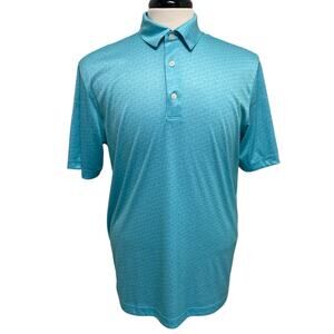 Greg Norman ML75 Play Dry Golf Polo – Men’s Medium Aqua Geometric